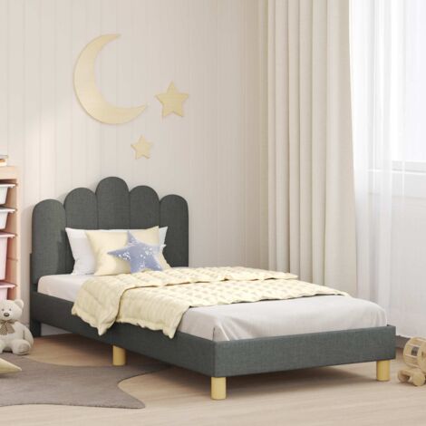 Cama para niños con cabecero Gris oscuro 90 x 190 cm tela