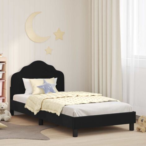 Cama para niños con cabecero Negro 80 x 200 cm Terciopelo