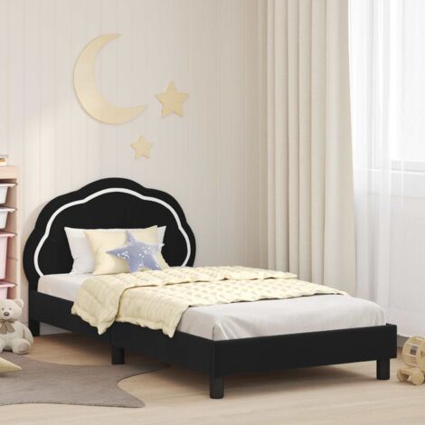Cama para niños con cabecero Negro 90 x 200 cm Terciopelo