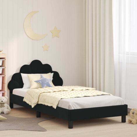 Cama para niños con cabecero Negro 90 x 200 cm Terciopelo