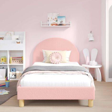 Cama para niños con cabecero Rosa 90 x 200 cm Tela de Oveja