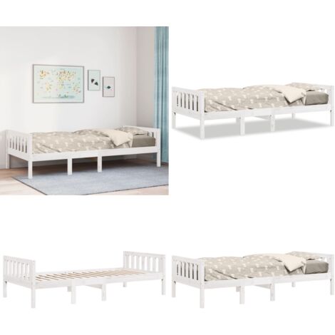 Cama para niños sin colchón madera maciza pino blanca 90x190 cm - Cama sin colchón - Cama de madera
