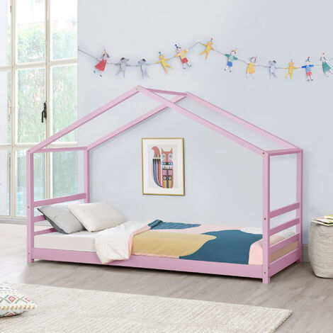 COSTWAY Plataforma Cama con Galaxia Cabecera y Estribo para Niños 2-6 Años/ Cama Infantil con