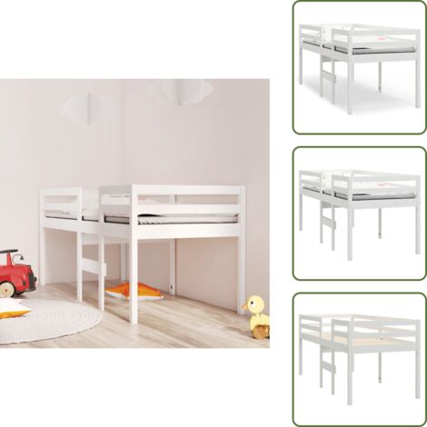 Cama para niños - vidaXL Cama alta blanca madera maciza pino 80x200 cm - Cama de pino macizo