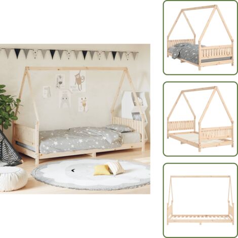 Cama para niños - vidaXL Estructura de cama infantil madera maciza de pino 90x190 cm - Cama de madera maciza