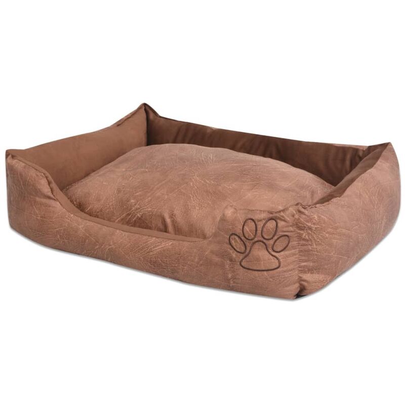 

Cama para perro con cojín PU cuero artificial talla M beige