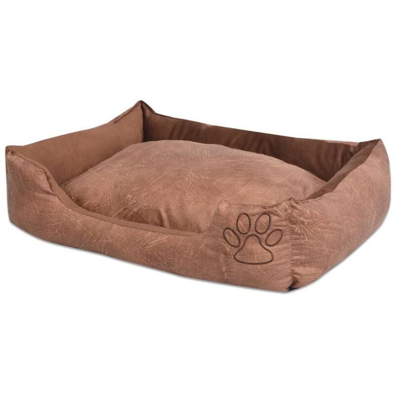 

Cama para perro con cojín PU cuero artificial talla M beige