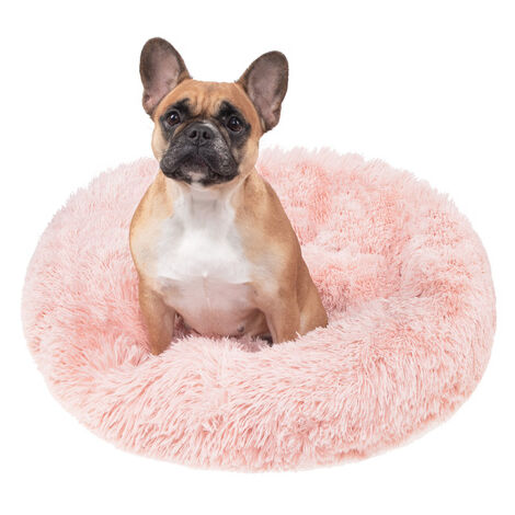 Cama para perro de 80cm, cojín de peluche sucio rosa.