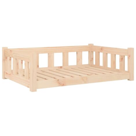 Cama para perro tipo cesta cómoda 95,5 x 65,5 x 28 cm madera maciza de pino marrón 020043028