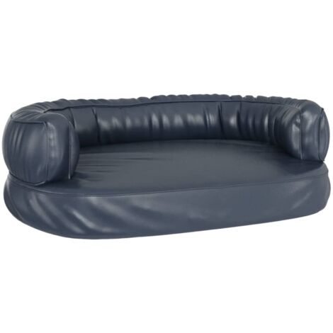 Cama para perro tipo cesta cómoda y ergonómica de espuma oscura 60 x 42 cm piel sintética color azul 020043144