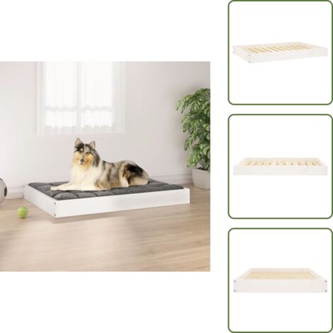 Cama para perros blanca - vidaXL Cama para perros madera maciza de pino blanco 91,5x64x9 cm -
