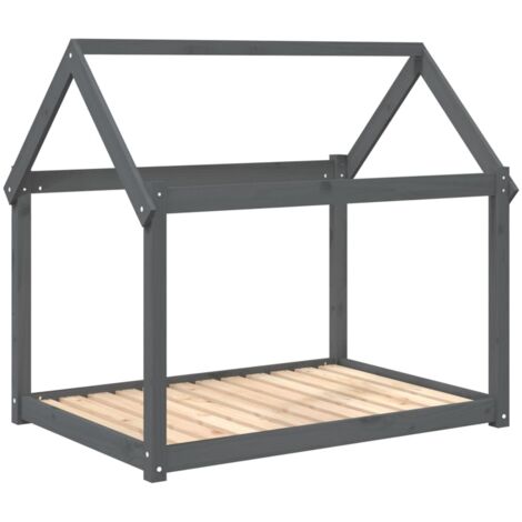 Cama para perros cesta cómodo sofá 111 x 80 x 100 cm madera maciza de pino gris 020042656
