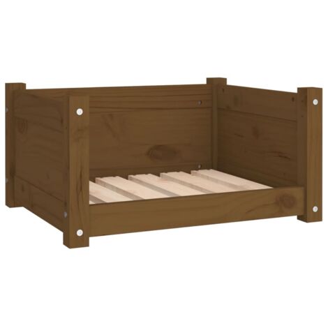 Cama para perros cesta cómodo sofá 55,5 x 45,5 x 28 cm madera maciza de pino marrón 020042705