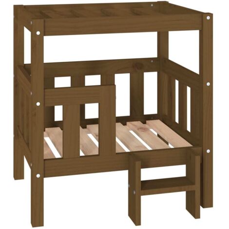 Cama para perros cesta cómodo sofá 65,5 x 43 x 70 cm madera maciza de pino marrón 020042753