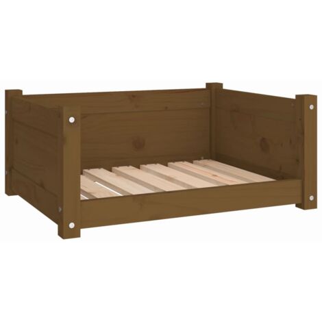 Cama para perros cesta cómodo sofá 65,5 x 50,5 x 28 cm madera maciza de pino marrón 020042766