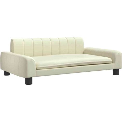 Cama para perros cesta cómodo sofá 90 x 53 x 30 cm crema imitación cuero 020042973