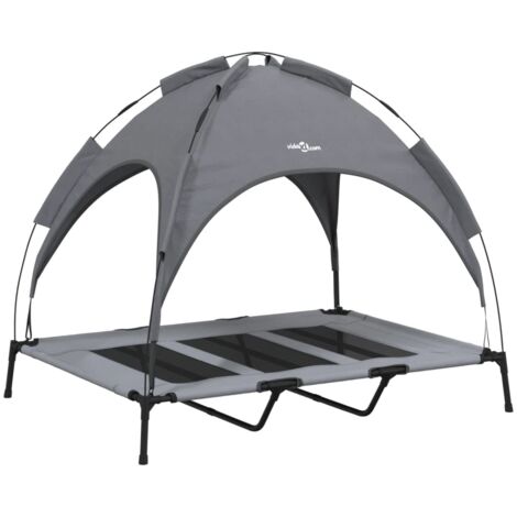 Cama para perros cesta cómodo sofá con toldo tela oxford y acero antracita 020043056