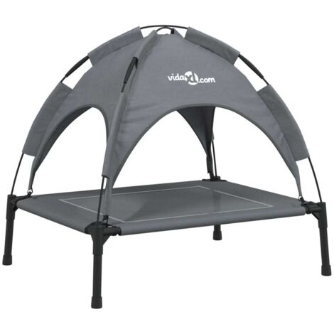 Cama para perros cesta cómodo sofá con toldo tela oxford y acero antracita 020043058
