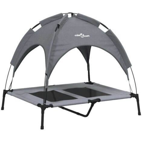Cama para perros cesta cómodo sofá con toldo tela oxford y acero antracita 020043059