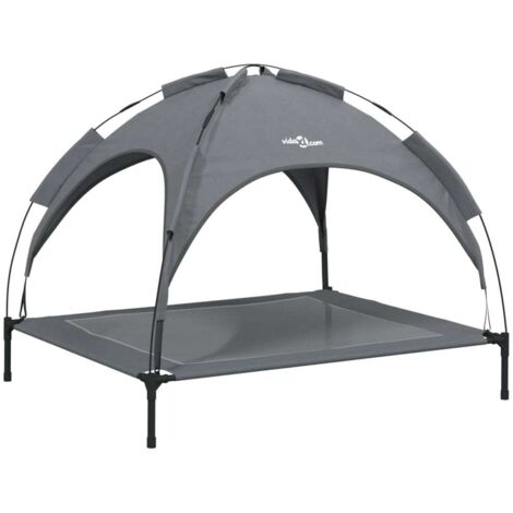 Cama para perros cesta cómodo sofá con toldo tela oxford y acero antracita 020043062