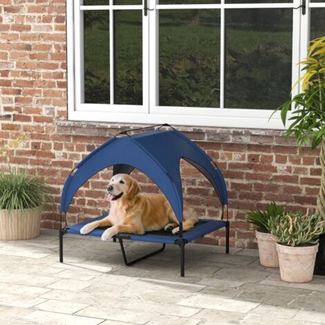 Cama para perros con dosel transpirable e impermeable capacidad de peso 30 kg 91x76x89 cm azul oscuro