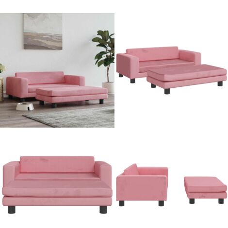 Cama para perros con extensión terciopelo rosa 100x50x30 cm - Sofá para perros - Cama para perros con extensión
