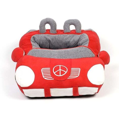 Cama para perros con forma de coche para gatos, caja de arena suave para cachorros y almohada cálida.