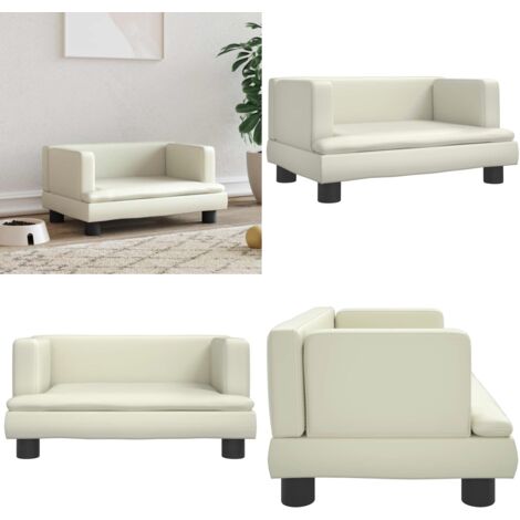 Cama para perros de cuero sintético crema 60x40x30 cm - Sofá para perros - Cama para mascotas