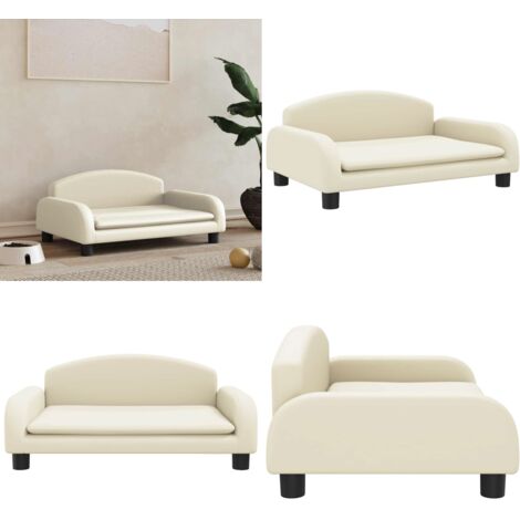 Cama para perros de cuero sintético crema 70x45x30 cm - Sofá para perros - Cama para mascotas