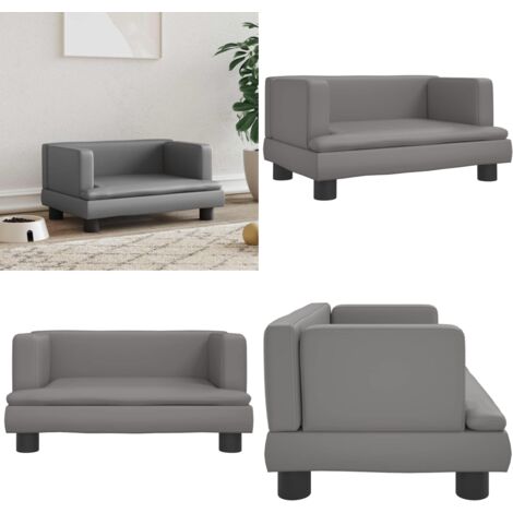 Cama para perros de cuero sintético gris 60x40x30 cm - Sofá para perros - Cama para mascotas