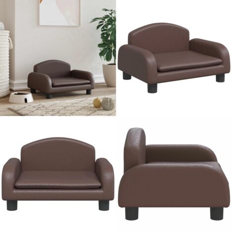 Cama para perros de cuero sintético marrón 50x40x30 cm - Sofá para perros - Cama para mascotas