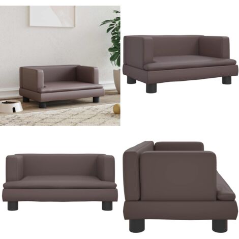 Cama para perros de cuero sintético marrón 60x40x30 cm - Sofá para perros - Cama para mascotas