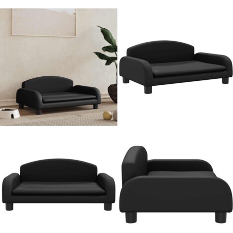 Cama para perros de cuero sintético negra 70x45x30 cm - Sofá para perros - Cama para mascotas