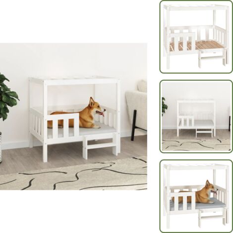Cama para perros de madera - vidaXL Cama para perros madera maciza de pino blanco 95,5x73,5x900 cm - Cama para perros blanca