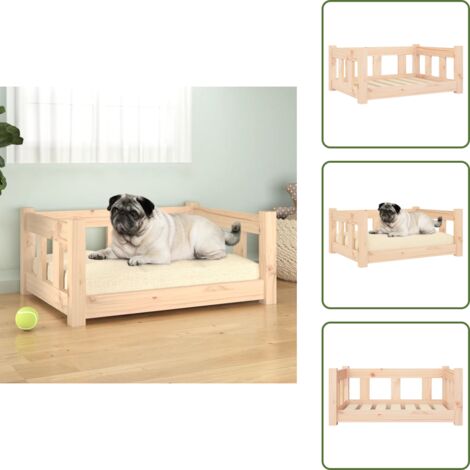 Cama para perros de pino - vidaXL Cama para perros madera maciza de pino 65,5x50,5x28 cm -