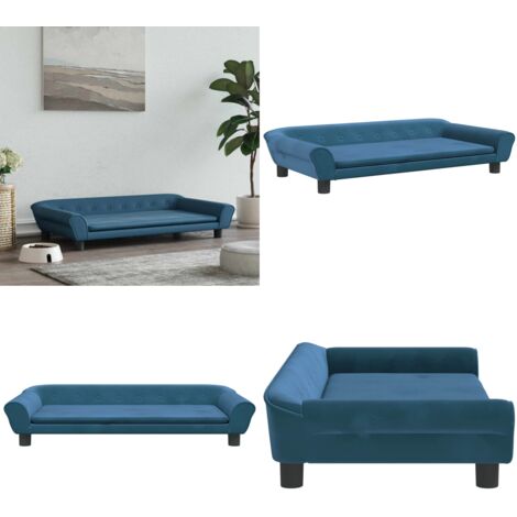 Cama para perros de terciopelo azul 100x50x21 cm - Sofá para perros - Cama para mascotas
