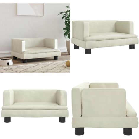 Cama para perros de terciopelo crema 60x40x30 cm - Sofá para perros - Cama para mascotas