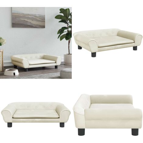 Cama para perros de terciopelo crema 70x48x22 cm - Sofá para perros - Cama para mascotas