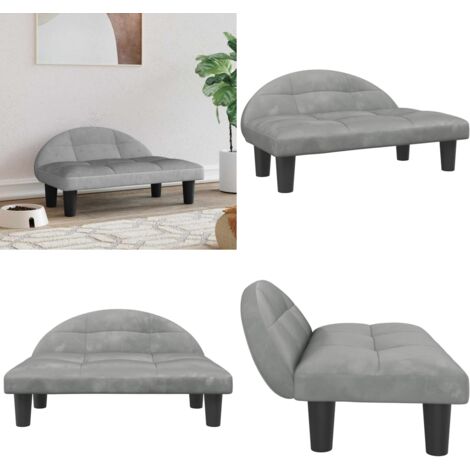 Cama para perros de terciopelo gris claro 70x52x30 cm - Sofá para perros - Cama para mascotas