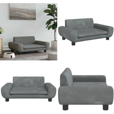 Cama para perros de terciopelo gris oscuro 70x45x33 cm - Sofá para perros - Cama para mascotas