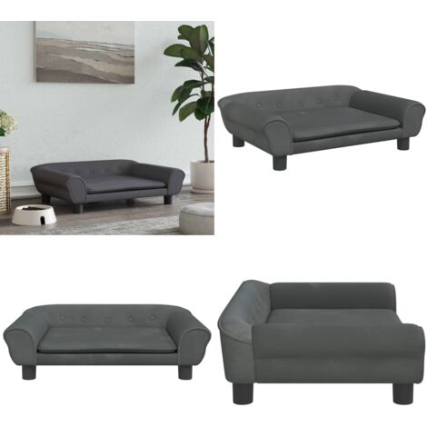 Cama para perros de terciopelo gris oscuro 70x48x22 cm - Sofá para perros - Cama para mascotas