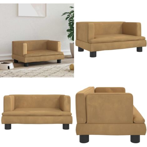 Cama para perros de terciopelo marrón 60x40x30 cm - Sofá para perros - Cama para mascotas