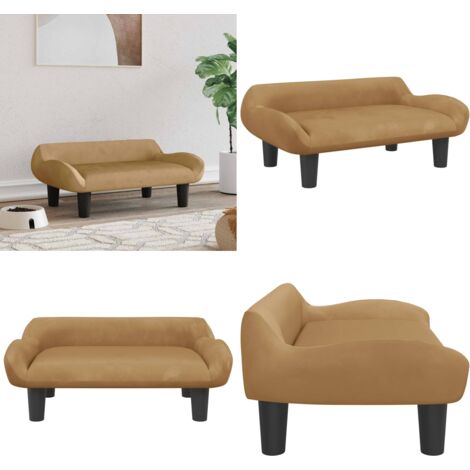 Cama para perros de terciopelo marrón 70x40x24 cm - Sofá para perros - Cama para mascotas