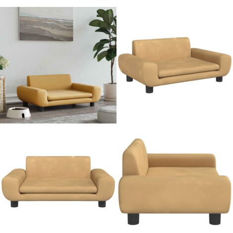 Cama para perros de terciopelo marrón 70x45x33 cm - Sofá para perros - Cama para mascotas