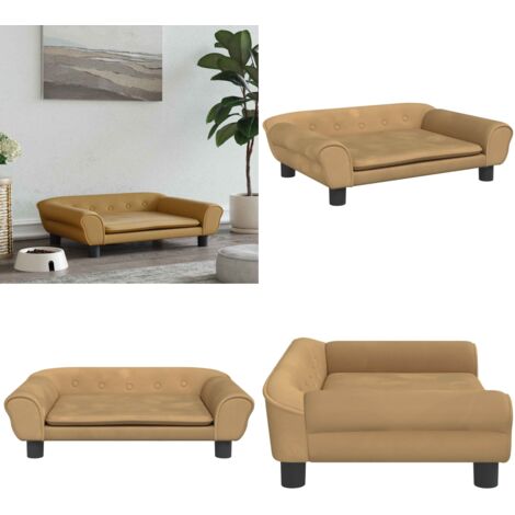Cama para perros de terciopelo marrón 70x48x22 cm - Sofá para perros - Cama para mascotas