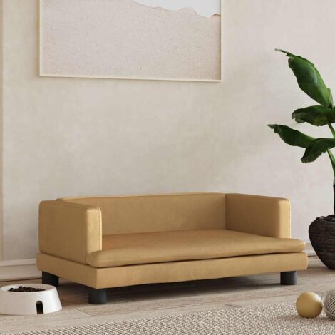 Cama para perros de terciopelo marrón 80x45x30 cm