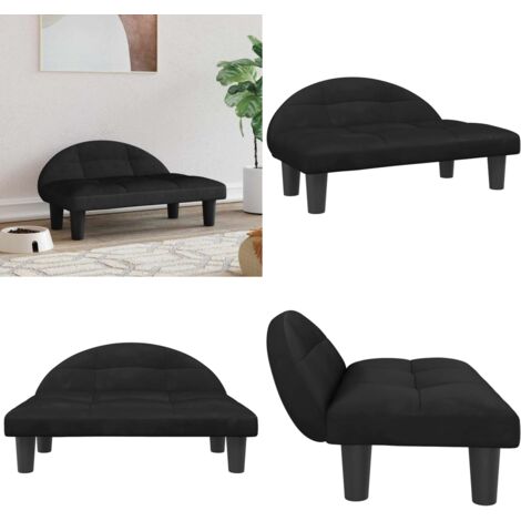 Cama para perros de terciopelo negra 70x52x30 cm - Sofá para perros - Cama para mascotas