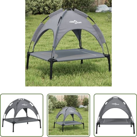 Cama para perros exterior -  Cama para perros con dosel antracita tela oxford y acero