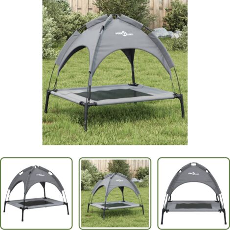 Cama para perros exterior -  Cama para perros con dosel antracita tela oxford y acero