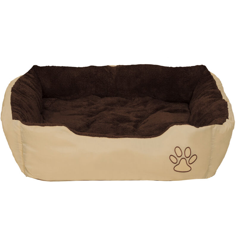 

Cama para perros Foxi de poliéster - colchón para perros, sofá para mascotas con almohada, cuna mullida para perros - 80 x 60 x 18 cm - marrón/beige